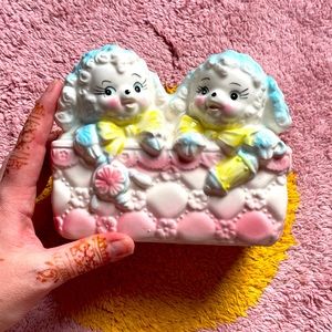 Vintage kitschy decor double lamb nursery planter